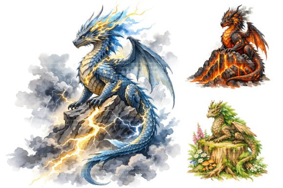 Download Watercolor Fantasy Dragon Clipart - Dragon Collection