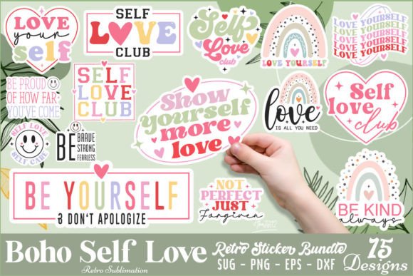 Download Retro Self Love Sticker SVG Bundle. - Self love sticker Collection