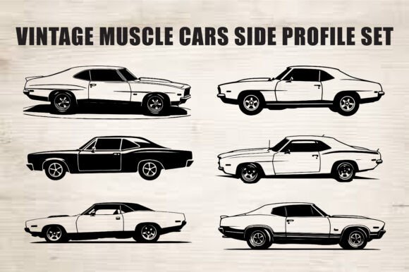 Download Classic Muscle Car Silhouette Set - Premium Resources