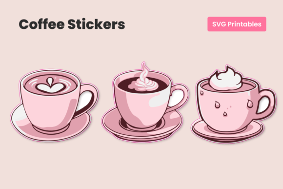 Download 3 Kawaii Coffee Stickers | Printable SVG - Printable Collection