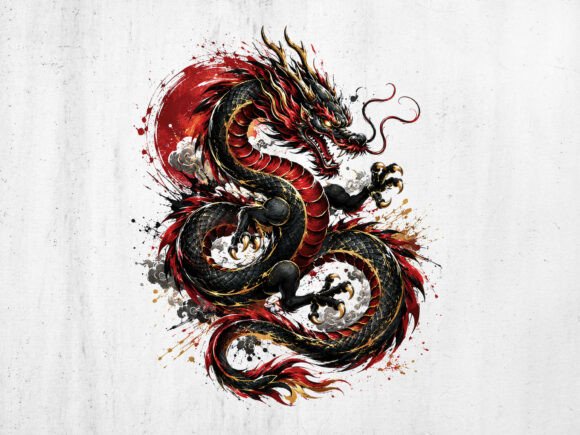 Download Japanese Dragon Splatter PNG Digital Fil - Premium Resources