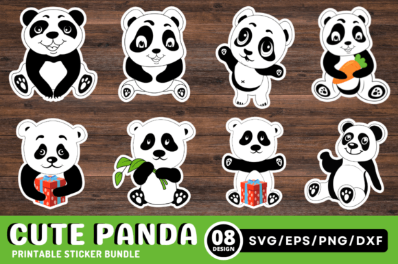 Download Cute Panda Printable Sticker Bundle - Printable Collection