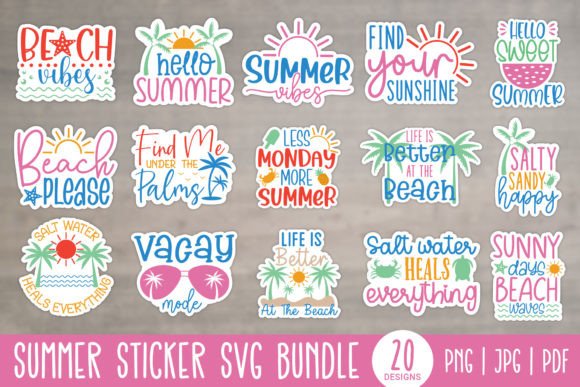 Download Summer Printable Stickers Bundle - Printable Collection