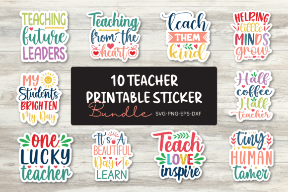 Download Printable 10 Teacher Stickers Bundle - Printable Collection