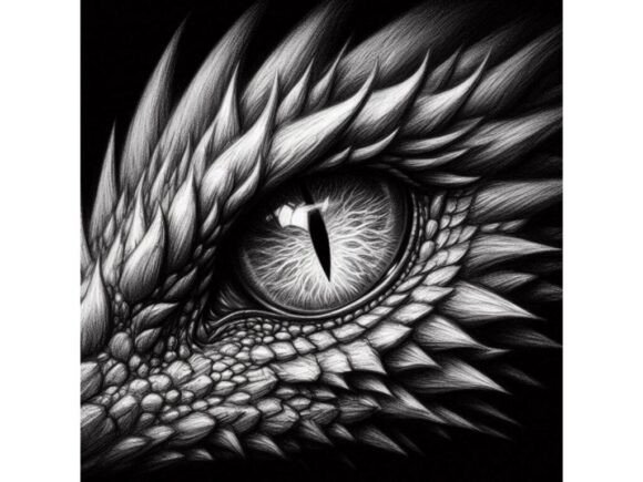 Download Charcoal Drawing of a Dragon’s Eye, with - Dragon Collection