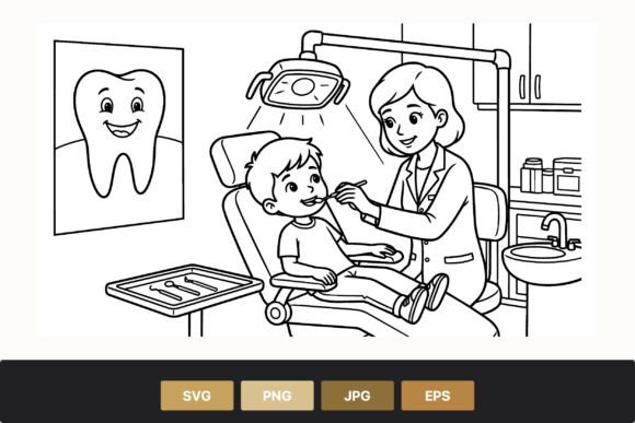Download Dentist Examining Happy Child Vector Art - Child vector Collection