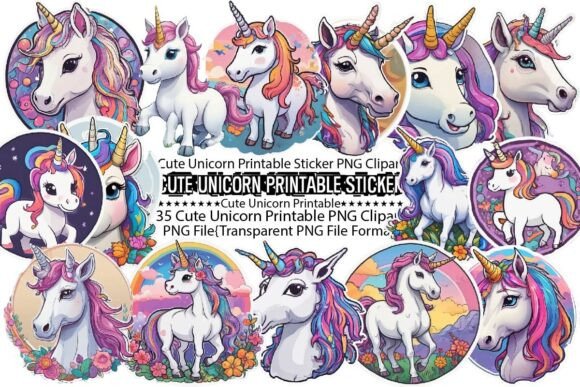 Download Cute Unicorn Printable Sticker Bundle - Printable Collection