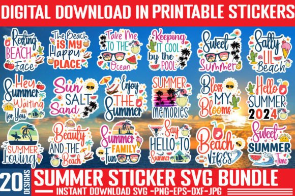 Download Summer Sticker SVG Bundle, Printable SVG - Printable Collection